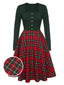 Robe à manches longues à carreaux de Noël des années 1950