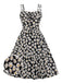 [Grande Taille] Robe marguerite noire à bretelles spaghetti des années 1950