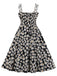 [Grande Taille] Robe marguerite noire à bretelles spaghetti des années 1950