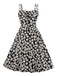 [Grande Taille] Robe marguerite noire à bretelles spaghetti des années 1950