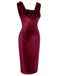 Robe à nœud en velours d'élan des années 1960 rouge vin
