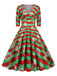 Robe de Noël col V à manches mi-longues des années 1950