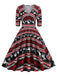 Robe de Noël col V à manches mi-longues des années 1950