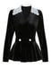 2PCS Haut et jupe sirène en velours et dentelle noir uni des années 1930