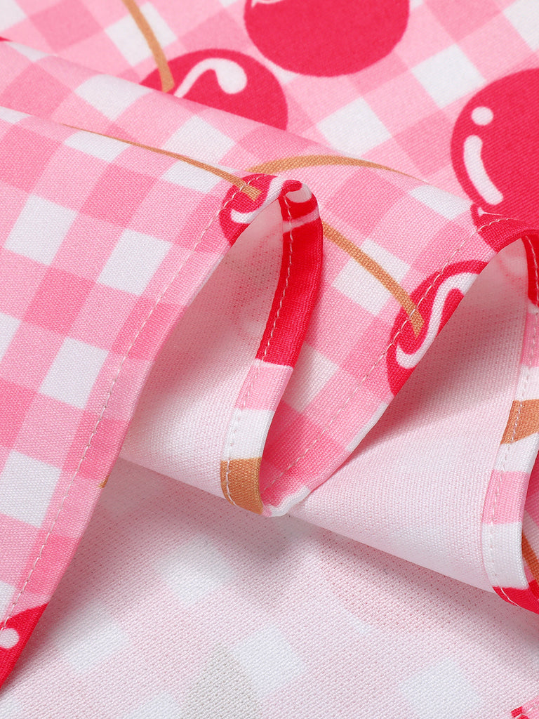 Robe rose à bretelles spaghetti cerise des années 1950