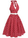 Robe dos nu rouge à pois des années 1950 Cocktail