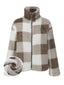 Manteau à carreaux en peluche réversible beige des années 1940