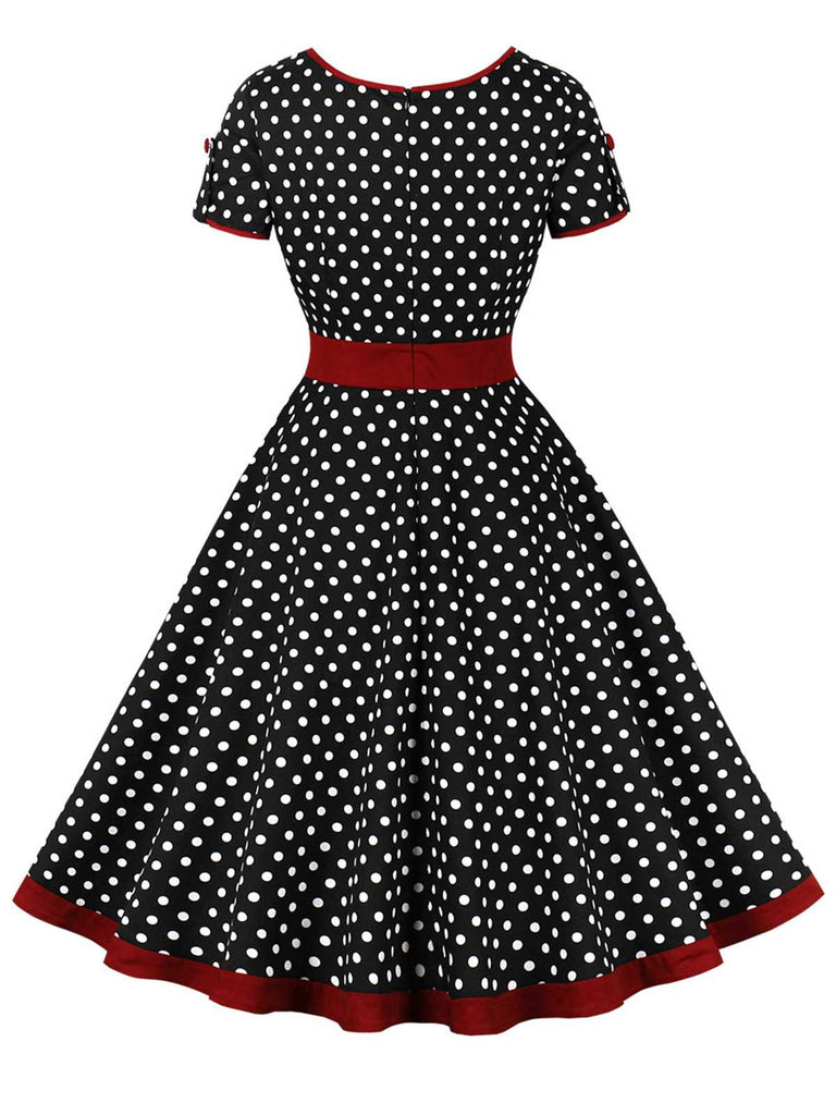 [Prévente] Robe boutonnée à pois contrastés des années 1950