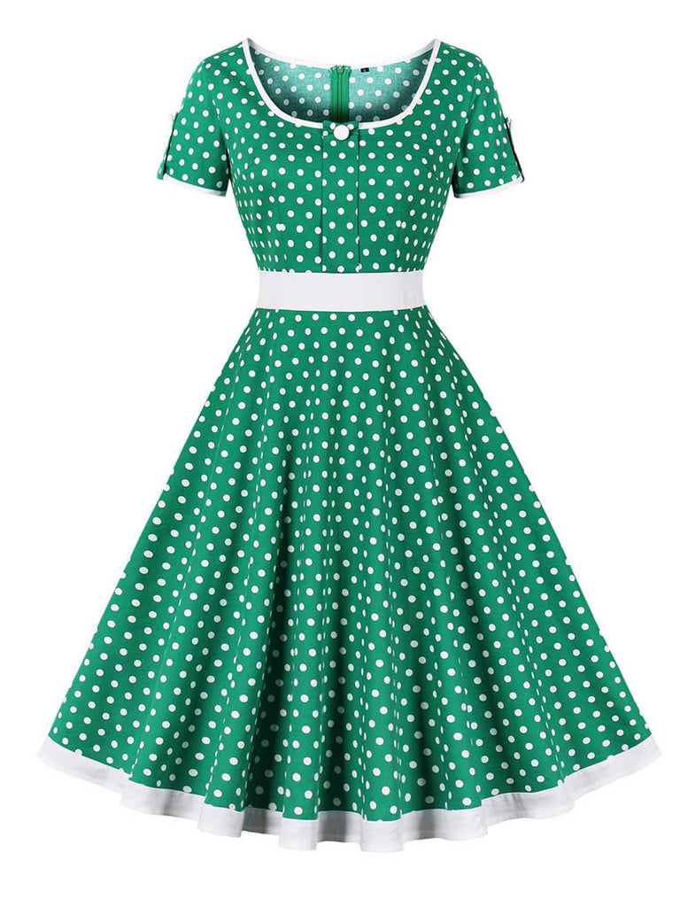 [Prévente] Robe boutonnée à pois contrastés des années 1950