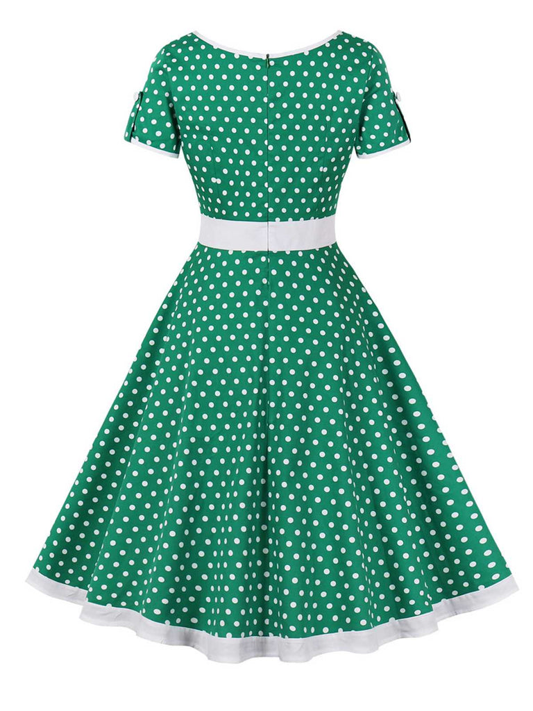 [Prévente] Robe boutonnée à pois contrastés des années 1950