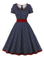 [Prévente] Robe boutonnée à pois contrastés des années 1950