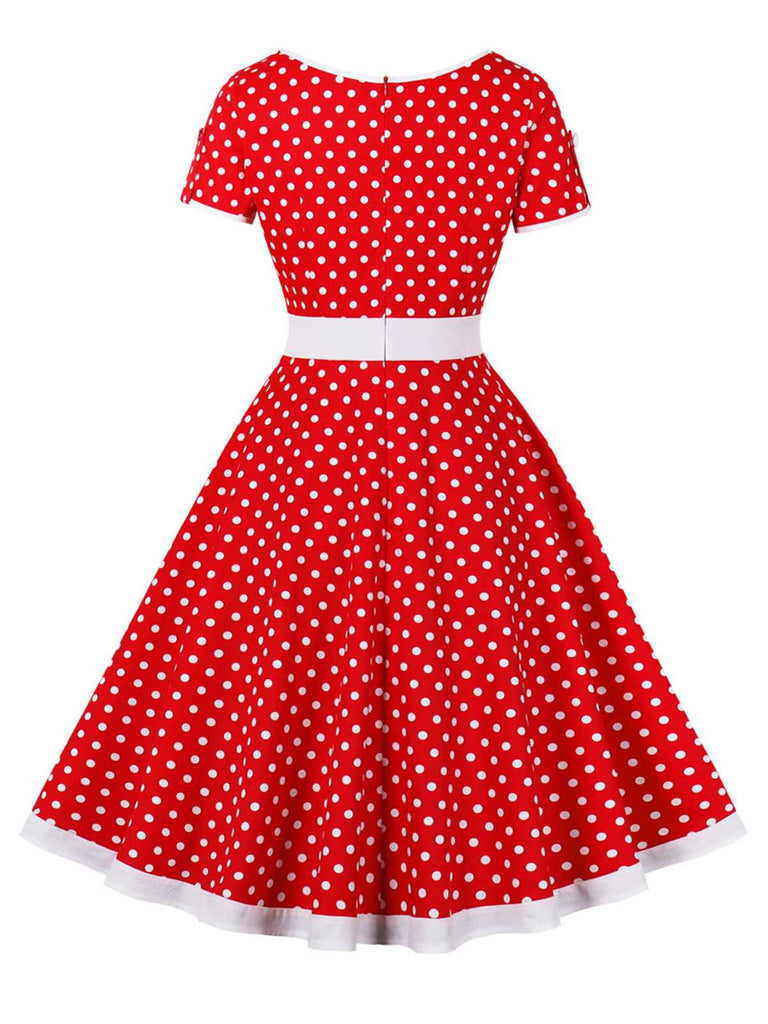 [Prévente] Robe boutonnée à pois contrastés des années 1950