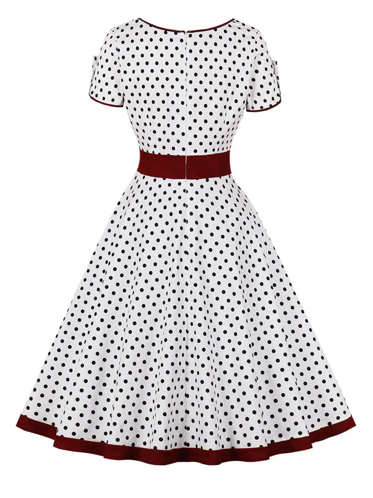 [Prévente] Robe boutonnée à pois contrastés des années 1950