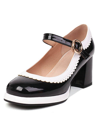 Mary Jane Patchwork Chaussures à talons hauts