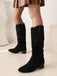Bottes à talons longs en daim rétro en peluche