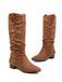 Bottes à talons longs en daim rétro en peluche