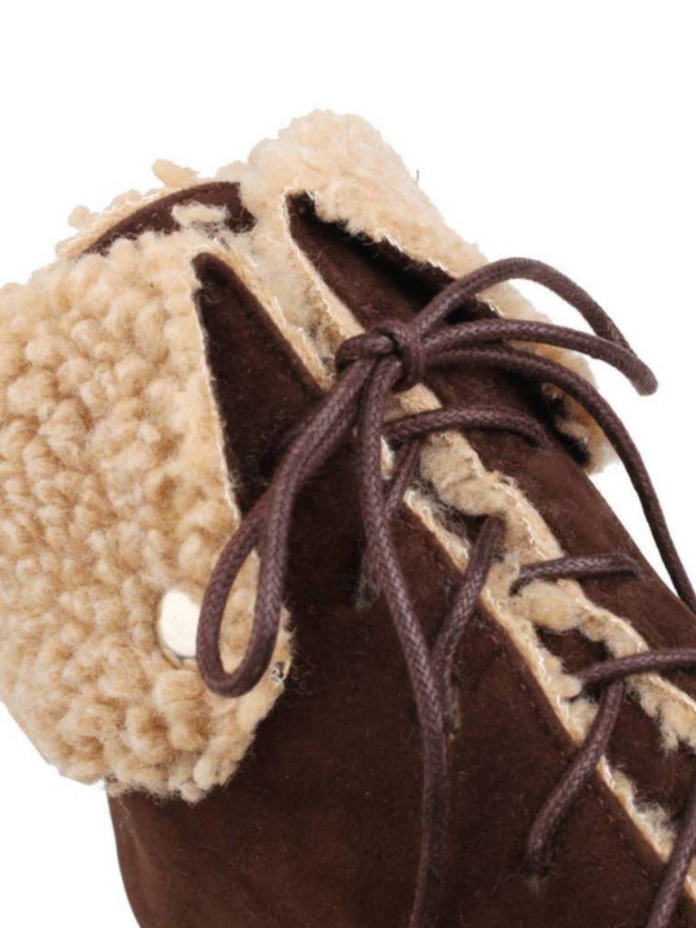 Bottes à talons épais en daim à lacets solides