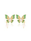 Boucles d'oreilles perle papillon vert rétro