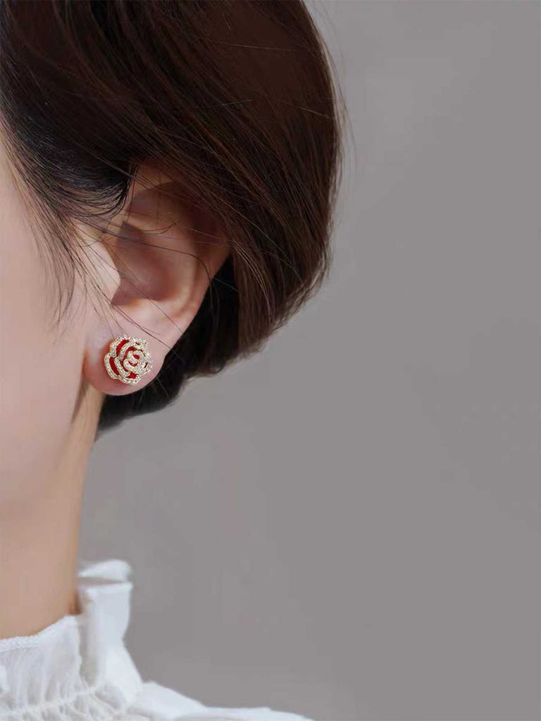 Boucle d'oreille florale en diamant vintage