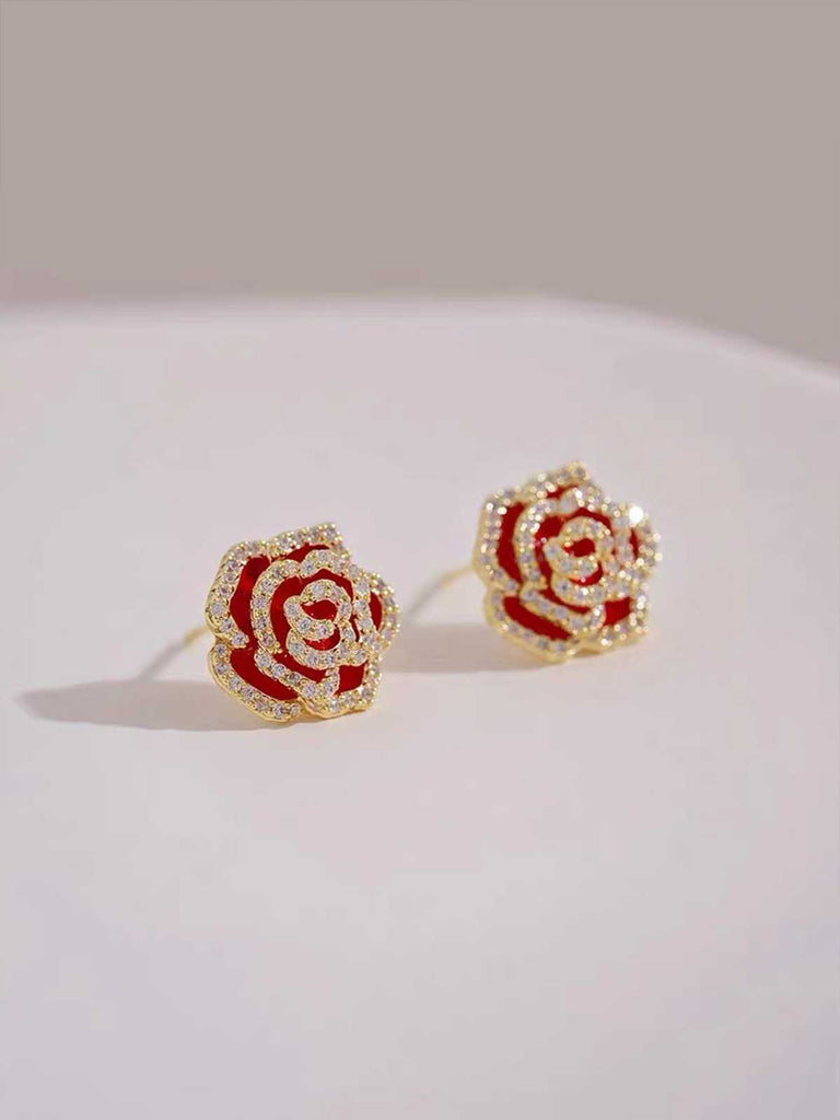 Boucle d'oreille florale en diamant vintage