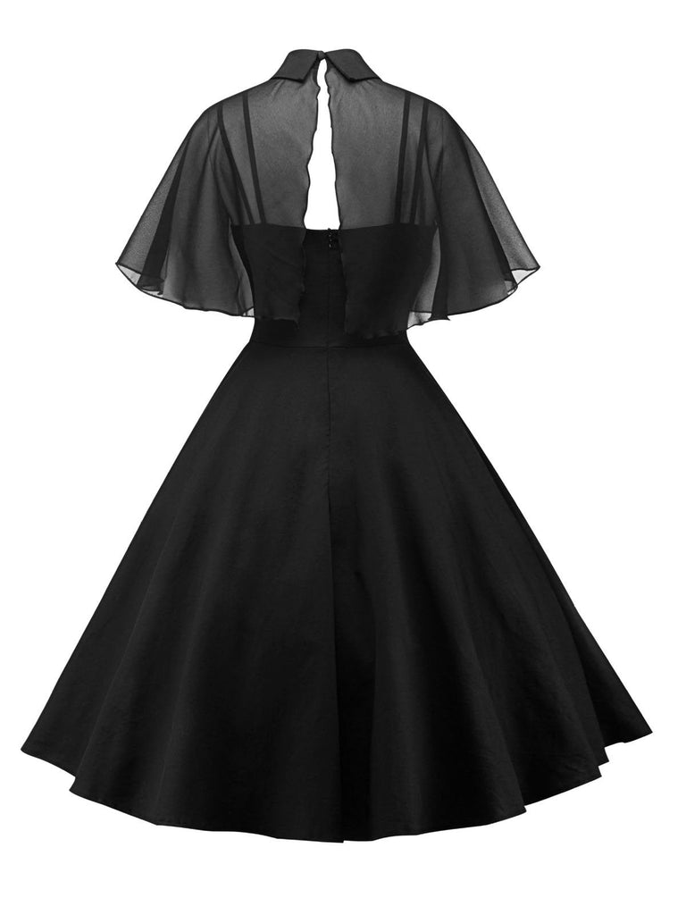 Robe Swing Vintage Année 50 Noire Châle Rétro Soirée