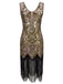 Robe Charleston Vintage Année 20 Gatsby à Fleurs Flapper avec Perles Rose