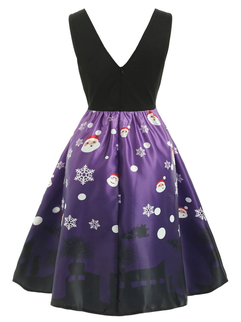 Robe Vintage à Col V Années 50 de Santa Noire et Violette à Patchwork