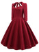 Robe Vintage Années 50 Unie à Manches 3/4