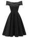 Robe Swing Années 50 Solide Epaule Nu Soirée