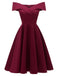 Robe Swing Années 50 Solide Epaule Nu Soirée