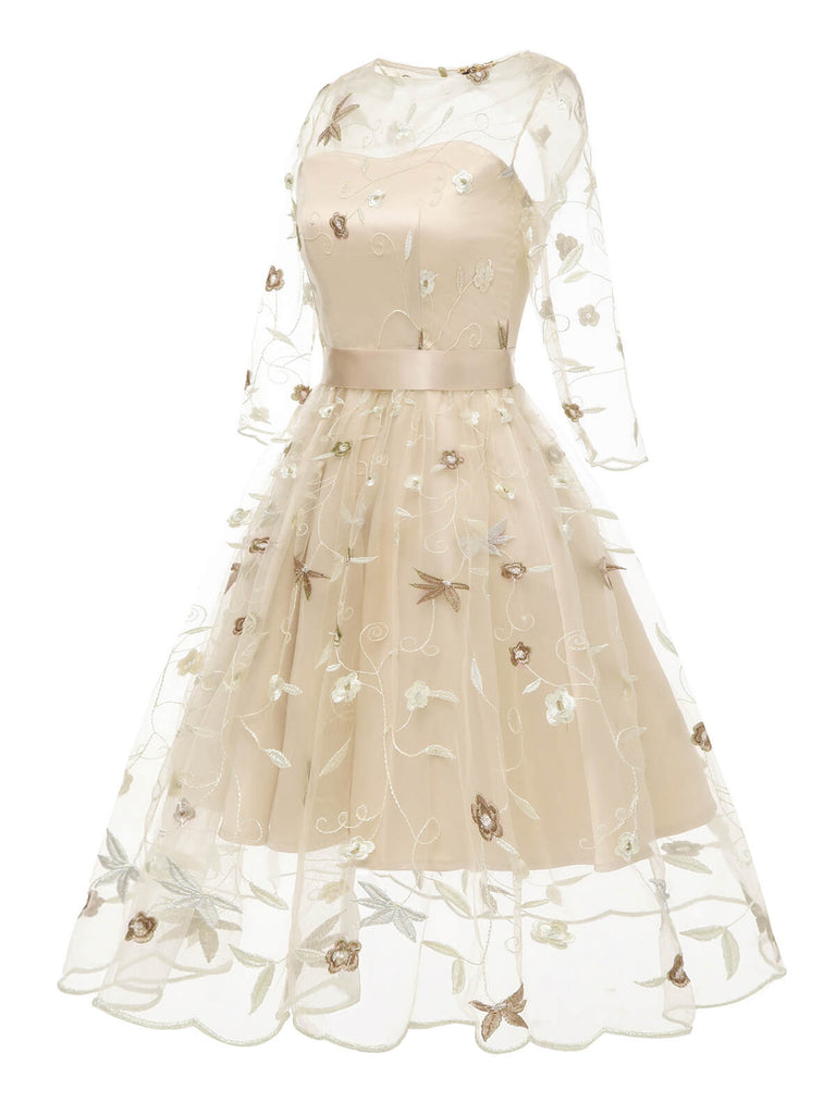 Robe Vintage Année 50 Florale Manches 3/4 Soirée Cocktail Pin Up
