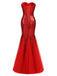 Robe de Soirée Rouge Longue Paillette Vintage Patchwork Cocktail Mariage
