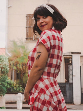 Robe Rockabilly Balançoire Années 50 à Carreaux Rouge