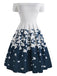 Robe Vintage Année 50 Épaule Nue Papillon Blanche Soirée Cocktail Pin Up