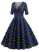 Robe Rockabilly Année 50 Vintage Demi-manches Col V A Carreaux