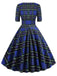 Robe Rockabilly Année 50 Vintage Demi-manches Col V A Carreaux