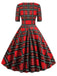 Robe Rockabilly Année 50 Vintage Demi-manches Col V A Carreaux