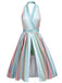 Robe de poche rayée arc-en-ciel à col en V des années 1950