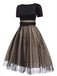 2PCS Robe Swing Vintage Année 50 Noire à Pois & Jupon Noir