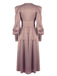 Robe Vintage Année 40 Solide avec Boutons Manches Bouffantes Chic
