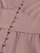 Robe Vintage Année 40 Solide avec Boutons Manches Bouffantes Chic