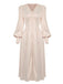 Robe Vintage Année 40 Solide avec Boutons Manches Bouffantes Chic