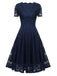 Robe Swing Vintage Année 50 à Col V en Dentelle Soirée Cocktail