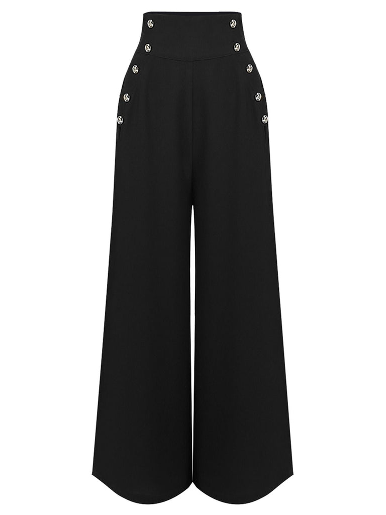 2PCS Chemisier à Perles Solides des Années 1930 et Pantalon à Bretelles