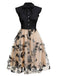[Grande Taille] Robe patchwork papillon noire des années 1950 Cocktail
