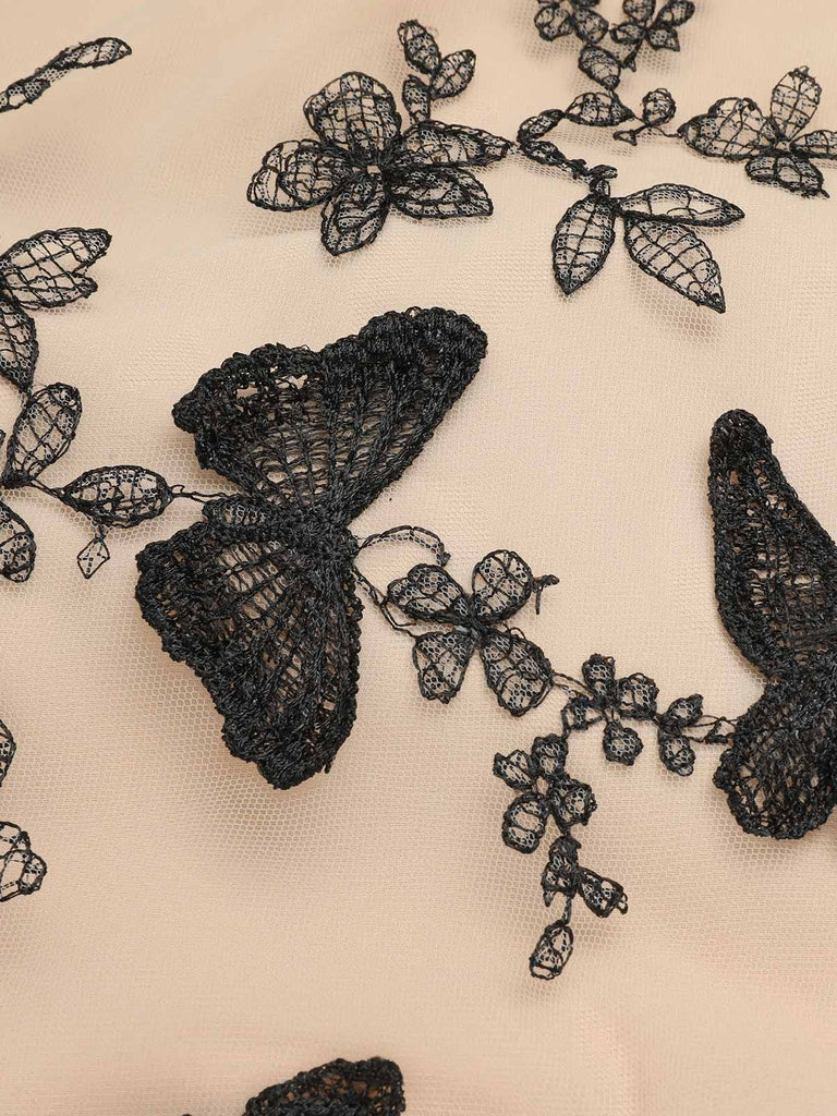 [Grande Taille] Robe patchwork papillon noire des années 1950 Cocktail