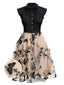 [Grande Taille] Robe patchwork papillon noire des années 1950 Cocktail