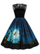 Robe patchwork en dentelle d'Halloween des années 1950 bleu marine