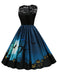 Robe patchwork en dentelle d'Halloween des années 1950 bleu marine
