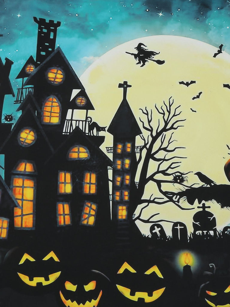 Robe patchwork en dentelle de château d'Halloween des années 1950 bleue